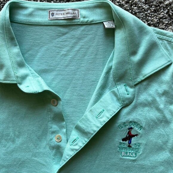 Y2K 2009 Peter Millar Golf Polo, Mint Green Mens Medium Breathable Polo - Picture 1 of 6